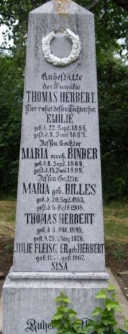 Herbert Thomas 1846-1926 Billes Maria 1853-1908 Grabstein